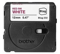 Brother Ruban d'étiquettes BTAG-232 Rouge sur blanc 12 mm non laminé