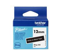 Brother BTAG-335 Ruban Non Laminé Blanc/Noir 12mm x 4m pour P-touch PT-N10/N20/N25BT - Étiquette Durable Micro-ondes/Congélateur/Lave-vaisselle