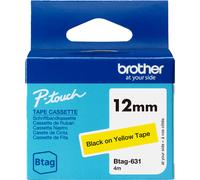 Brother Ruban d'étiquettes BTAG-631 – Noir sur jaune 12 mm x 4 m – Original