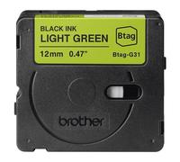 Brother BTAG-G31 - Noir sur vert clair - Rouleau (1,2 cm x 4 m) 1 cassette(s) boîte de suspension - bande d'étiquettes - pour Brother PT-N10, PT-N20, PTN-25BT