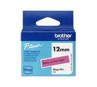 Brother BTAG-P31 Ruban Noir sur Rose 12mm Non Laminé - Longueur 4m, Compatible P-touch PT-N10/N20/N25BT