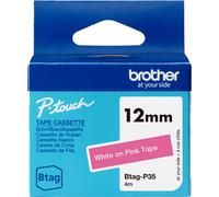 Brother Btag-P35 Ruban Blanc sur rose Original Btag-P35