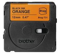 Brother Btag-T31 Ruban Noir sur orange Original Btag-T31