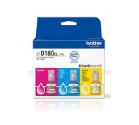 Brother BTD180CLVAL Multipack 3 Bouteilles d'Encre Originales - Cyan, Magenta, Jaune - Rendement 5000 pages - Compatibilité DCP-T580DW, DCP-T780DW