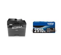 Brother Bundle DCP-L2665DW Imprimante Multifonction 3 en 1 (Impression/Scan/Copie) Laser Noir et Blanc, WiFi et Ethernet + Toner XL Original TN-2510XL Noir supplémentaire (Capacité de 3 000 Pages)
