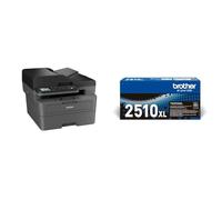 Brother Bundle MFC-L2835DW Imprimante Multifonction 4 en 1 (Impression/Scan/Copie/Fax) Laser Noir et Blanc, WiFi et Ethernet + Toner XL Original TN-2510XL Noir supplémentaire (Capacité de 3 000 pages)