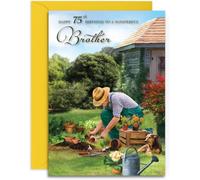 Brother Carte d'anniversaire 75 ans Jardinier - Jardinage/lotissement - Carte de taille moyenne (format A5 - 148 mm x 210 mm) avec enveloppe