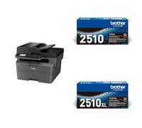 Brother DCP-L2665DW - Imprimante Multifonction 3 en 1 (Impression/Scan/Copie) Laser Noir et Blanc - 50 Feuilles TN2510 - Cartouche de Toner Originale - Noir and TN2510XL