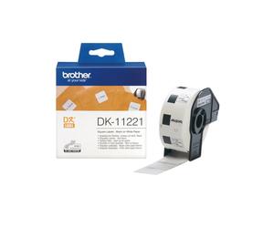Brother DK-11221 Rouleau d'étiquettes Noir sur Blanc 23x23mm, 1000 étiquettes, Technologie d'impression Thermique Directe, Compatible Brother QL Series