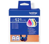 Brother Encre Brother LC521 Value Pack - 4er-Pack - Sc d'origine pack bundle cyan, jaune, magenta, noir LC521VAL