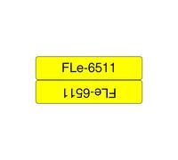 Brother FLE-6511 Ruban d'étiquette 21mm Noir sur Jaune, 72 étiquettes prédécoupées, Compatible P-touch PT-D800W/P900W/P950NW