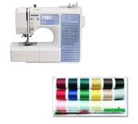 BROTHER FS100WT Machine à coudre électronique - 100 pts + Boîte de 18 bobines fil de couture MADEIRA - 200 m