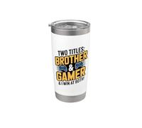 Brother & Gamer I Win at Both Fun Sibling Christmas Gaming Gobelet isotherme en acier inoxydable double paroi