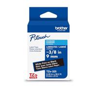 Brother Genuine P-Touch TZe White Print on Black Label Tape (TZe325), Laminated,3/8in x 26.2ft (9mm x 8m), for Select P-Touch Label Makers, Durable, Water-Resistant, Indoor/Outdoor Use