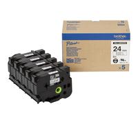 Brother HGE-151V5 - Noir sur transparent - Rouleau (2,4 cm x 8 m) 5 cassette(s) ruban laminé