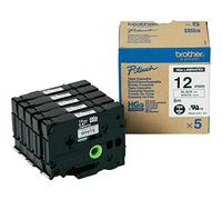 Brother Ruban laminé HGE-231V5 - Noir sur blanc 12 mm x 8 m (Pack de 5)