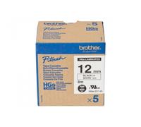 Brother Ruban laminé HGE-231V5 - Noir sur blanc 12 mm x 8 m (Pack de 5)
