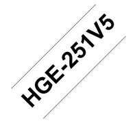 Brother Ruban laminé HGE-251V5 – Noir sur blanc – 24 mm x 8 m – Lot de 5