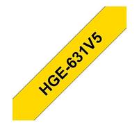 Brother HGE-631V5 - Noir sur jaune - Rouleau (1,2 cm x 8 m) 5 cassette(s) ruban laminé - pour P-Touch PT-9500pc, PT-9800PCN