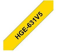 Brother HGE-631V5 - Noir sur jaune - Rouleau (1,2 cm x 8 m) 5 cassette(s) ruban laminé - pour P-Touch PT-9500pc, PT-9800PCN G