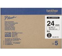 Brother HGe-651v5 - (24 mm x 24 mm) - Noir sur jaune - Ruban