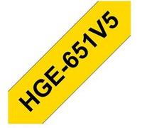 Brother HGE-651V5 - Noir sur jaune - Rouleau (2,4 cm x 8 m) 5 cassette(s) ruban laminé - pour P-Touch PT-9500pc, PT-9700PC, PT-9800PCN; P-Touch R RL-700S G
