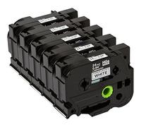 Brother HGe251V5 Pack 5 Rubans Largeur 24 mm Noir/Blanc