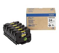 Brother HGe651V5 Pack 5 Rubans Largeur 24 mm Noir/Jaune
