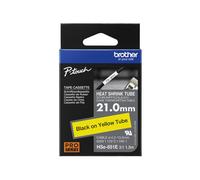 Brother HSE-651E Ruban Thermo-Rétractable 21.0mm Noir sur Jaune, Ratio 3:1, Diamètre Câble 4.2mm-13.5mm, Compatible Etiqueteuses P-touch HS/HSE