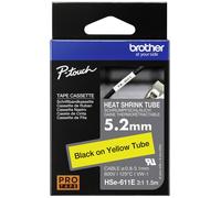 Brother Ruban pour gaine thermorétractable HSe-611E Original Noir sur jaune 5,2 mm 1,5 m