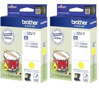 Brother LC-22UY Cartouche d'encre Original Rendement élevé (XL) Jaune (Lot de 2)