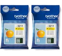 Brother LC-3211Y 200pages Jaune Cartouche d'encre - Cartouches d'encre, LC-3211, Jaune, DCP-J772DW DCP-J774DW MFC-J890DW MFC-J895DW, Standard Yield, 200 Pages (Lot de 2)