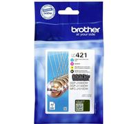 BROTHER LC421VAL, Pack de 4 Cartouches d’Encre tranparentes Originales, Noir, Cyan, Magenta, Jaune