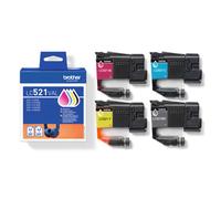 Brother LC521VAL Pack Cartouches d'encre originale - Pack de 4 (Noir, Cyan, Magenta, Jaune)
