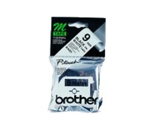 Brother M-K221B Cassette Ruban Noir sur Blanc 9mm x 8m Type M Laminé Compatible Etiqueteuse Brother