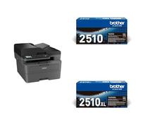 Brother MFC-L2835DW - Imprimante Multifonction 4 en 1 (Impression/Scan/Copie/Fax) Laser Noir et Blanc TN2510 - Cartouche de Toner Originale - Noir and TN2510XL