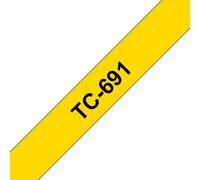 Brother Ruban laminé d'étiquetage TC-691 – Noir sur jaune – 9 mm x 8 m