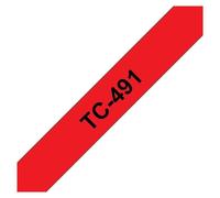 Brother Cassette à ruban originale TC-491 P-Touch – Noir sur rouge 9 mm x 7,7 m