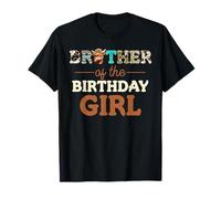 Brother of The Birthday Girl Highland Cow Print First Bday T-Shirt