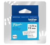 Brother P-Touch BTAG135 Ruban adhésif pour étiqueteuse Brother PT-N10, PT-N20, PT-N25BT Blanc sur transparent 12 mm x 4 m