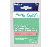 Brother P-Touch TZERE34 Ruban de satin rose avec impression dorée sur imprimante P-Touch Embellish