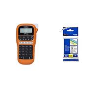 Brother - Pack PT-E110 Etiqueteuse Professionnelle Industrielle + TZe-221 | Rruban original Laminé | Noir sur fond Blanc | 8M | 9 mm