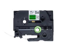 Brother - Polyester - noir sur vert - 21 x 45 mm 72 étiquette(s) (1 rouleau(x) x 72 Étiquettes en forme découpée