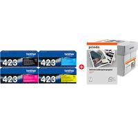 Brother + Prindo Universal Papier 2500 Blatt Value Pack Noir(e) / Cyan / Magenta / Jaune Original TN-423 MCVP