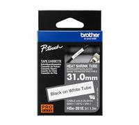 Brother Pro Tape HSe-261E Gaine thermorétractable Noir sur blanc, 31 mm x 1,5 m