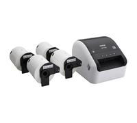 Brother QL-1100c Bundle, imprimante d'étiquettes Grand Format, Imprime des étiquettes Postales, des Codes-Barres et des Codes QR, Une connectivité USB, Plus 4 Rouleaux de Rubans d'étiquettes DK