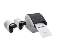 Brother QL-1110NWBC Bundle, connectivité sans Fil, imprimante d'étiquettes Thermiques Grand Format, Imprime des Codes postaux et des Codes-Barres, Plus 2 Rouleaux de Rubans d'étiquettes DK