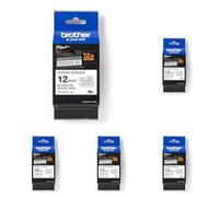 Brother Ruban adhésif extra fort - Couleur du ruban : blanc - Couleur de la police : noir 12 mm 8 m TZES231 Standard (Lot de 5)
