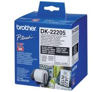 Brother Ruban continu DK22205 pour imprimante QL - support papier adhésif 62mmx30m - Noir sur blanc