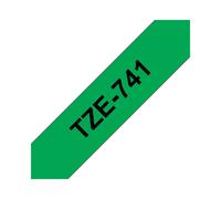 Brother Ruban d'étiquette TZe-741 Noir sur Vert 18mm x 8m TZ Laminé pour étiqueteuse P-touch, 28x68x100mm, 51g